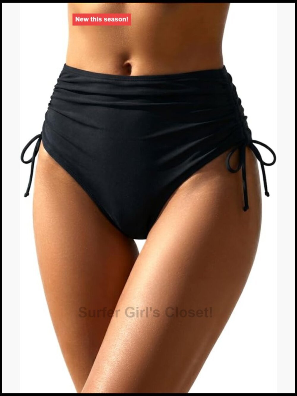 High Waisted Tie Side Bikini Bottoms Tummy Control Swim Bottom